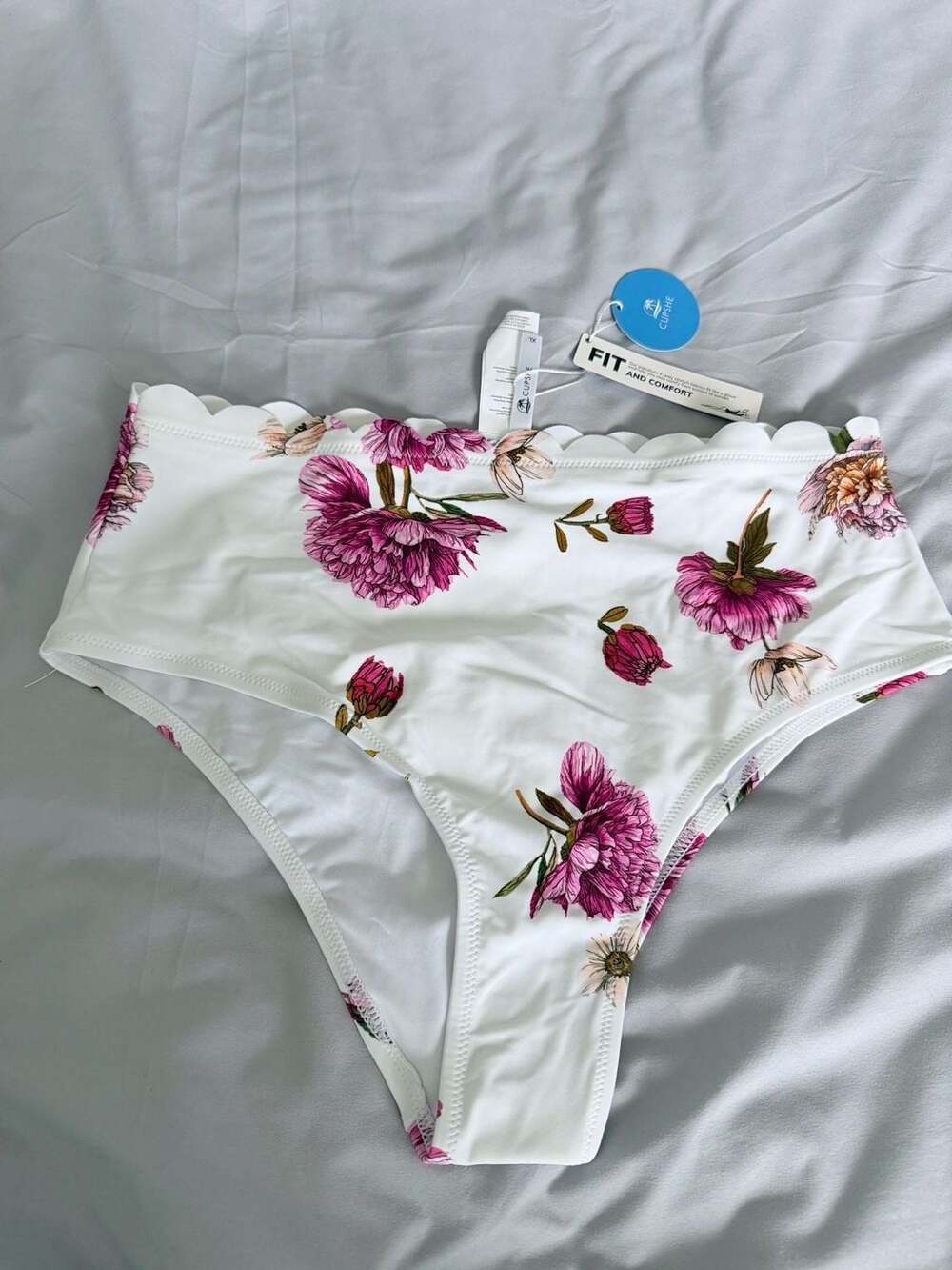 CUPSHE Floral Scalloped High Waist Bikini Bottom Swimsuit Size XL